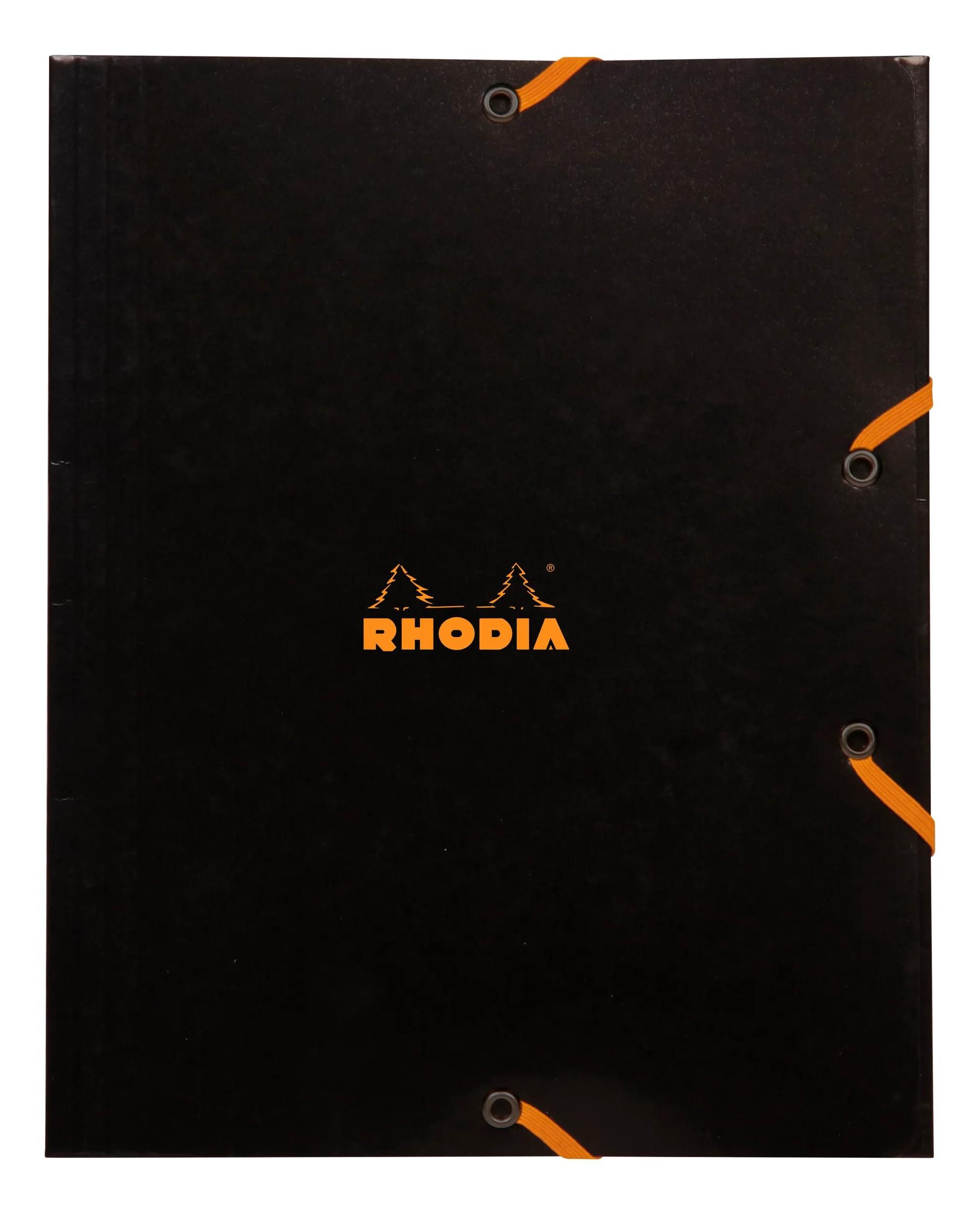 EXACOMPTA Schreibmappe 5x Sammelmappe Karton, Gummizug und 3 Klappen, 19x24cm Schwarz 19249C, Rhodia, Blöcke, Hefte und Notizbücher