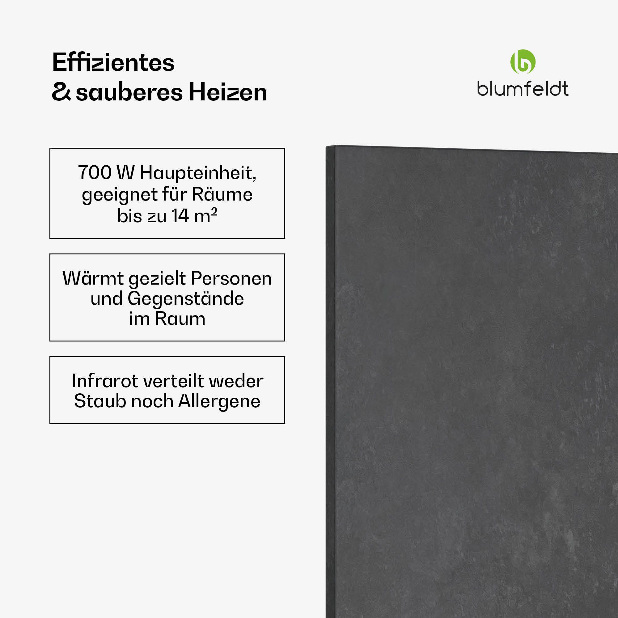 blumfeldt Infrarotheizung HeatSquare, elektrische Heizkörper Thermostat Timer App 700 W