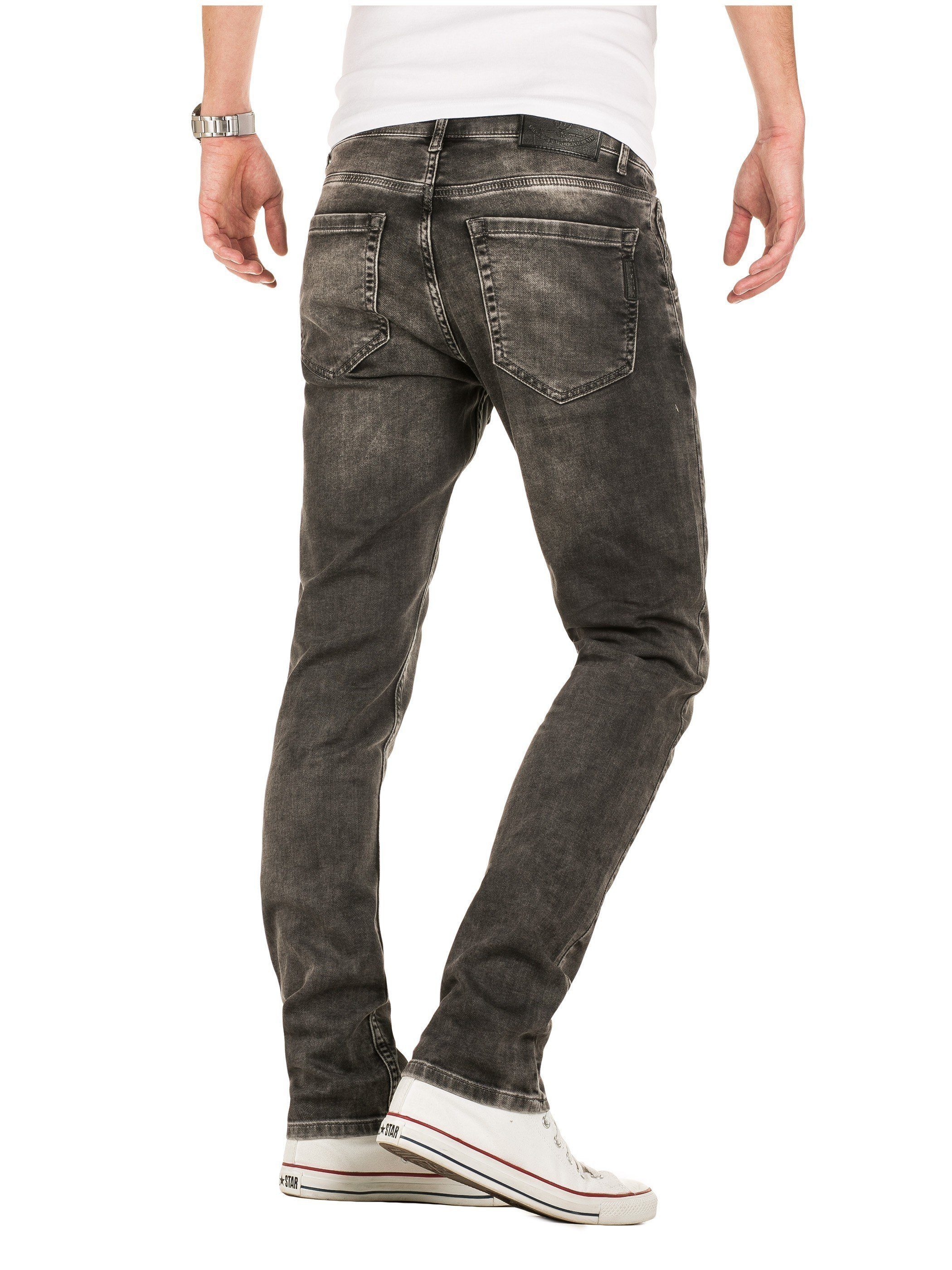 WOTEGA Slim-fit-Jeans grey Grau Hose 19000) Denim Jeans-Look in Joshua Jogging Herren in Jeans Jogginghose (raven Stretch Sweathosen