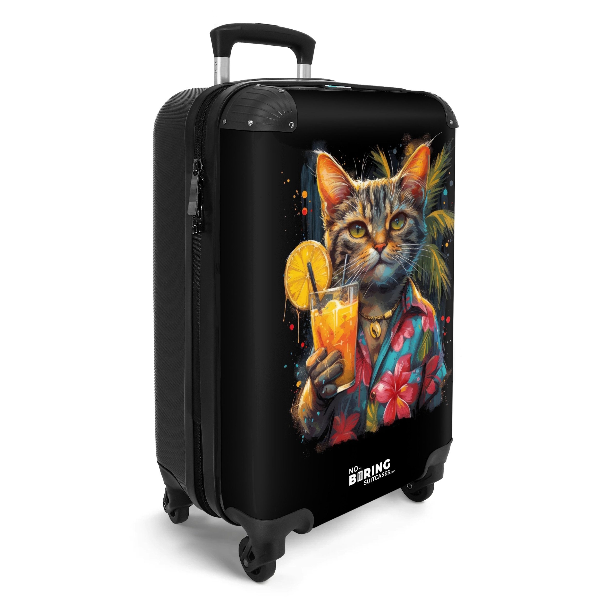 NoBoringSuitcases.com© Hartschalen-Trolley Katze im tropischen Streetart-St günstig online kaufen