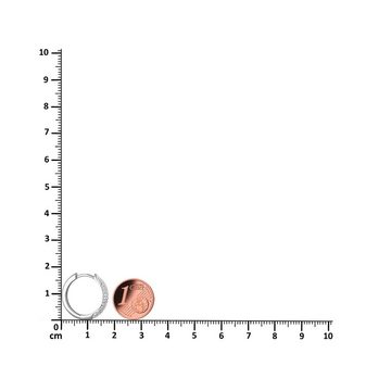 Schöner-SD Paar Creolen 18 mm Silbercreolen mit Zirkonia Kristall, Ohrringe für Damen, 925 Silber, rhodiniert