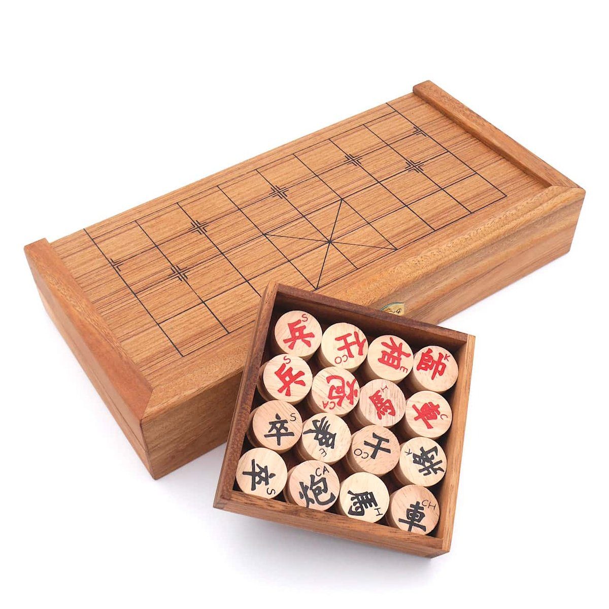 ROMBOL Denkspiele Spiel, Xiangqi mit Schachspiel, - chinesisches Holzscheiben, originalen Holzspiel Strategiespiel Set