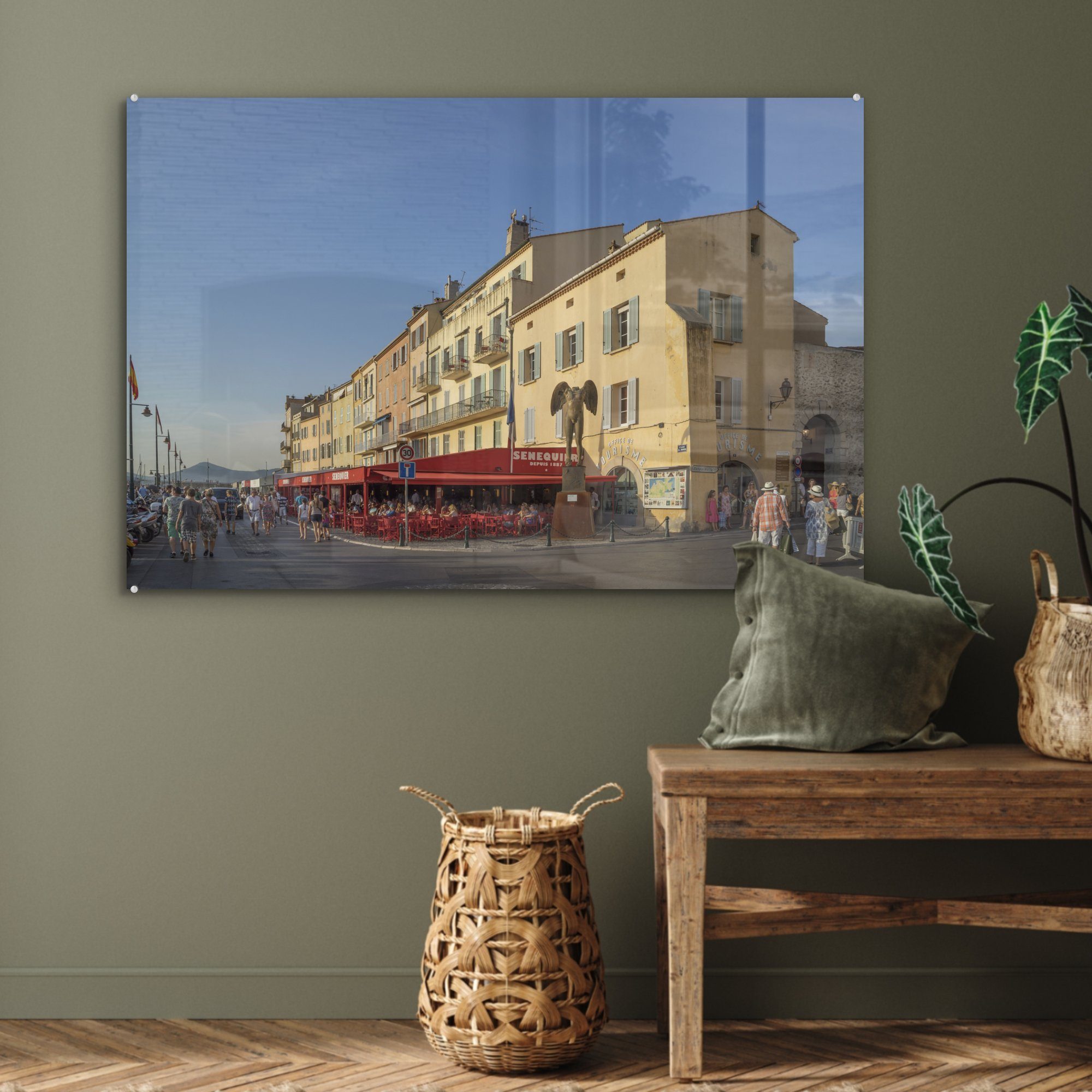 Acrylglasbilder (1 & Schlafzimmer Saint-Tropez, Wohnzimmer den MuchoWow Straßen Restaurants Acrylglasbild St), in des französischen