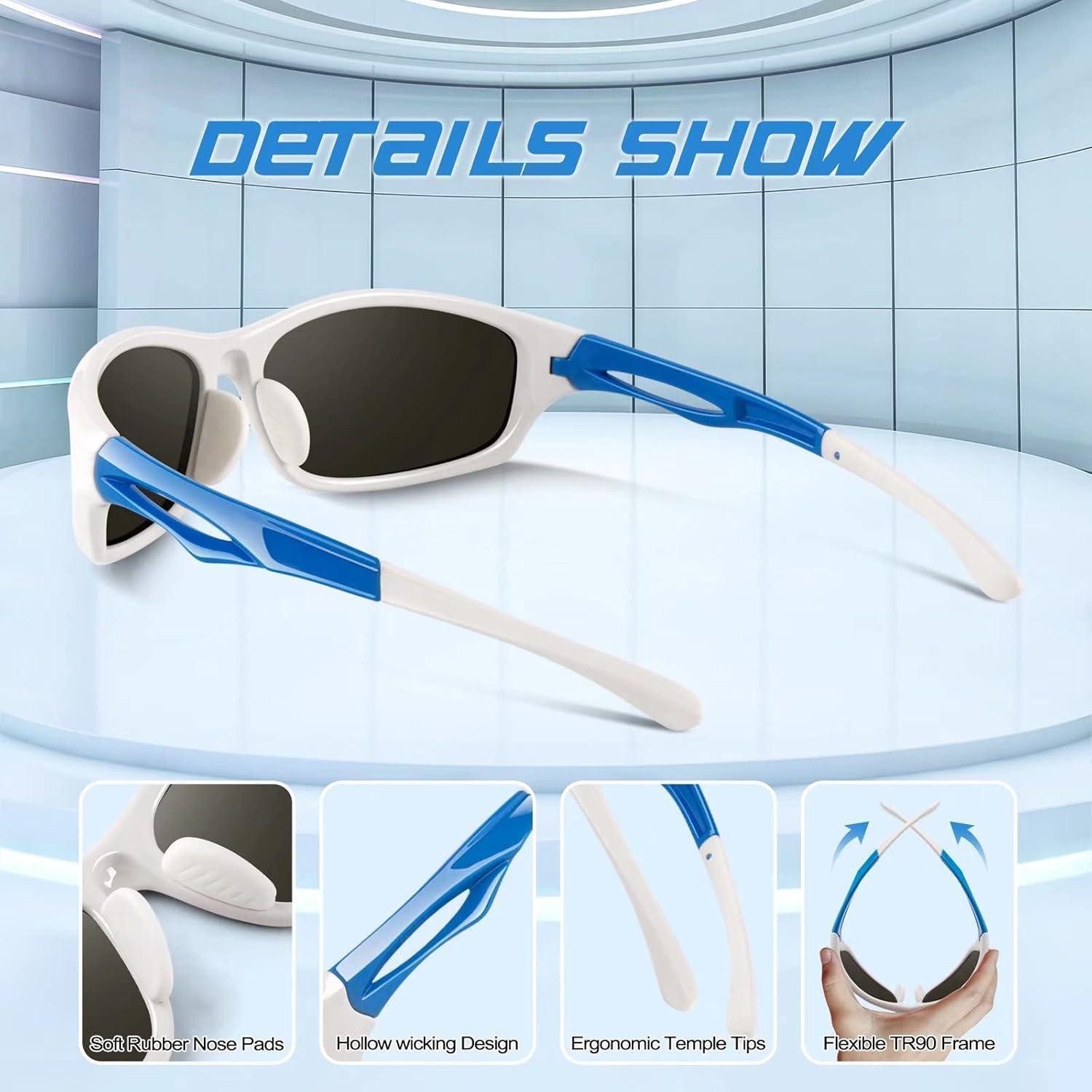 LuxusKollektion Sonnenbrille Sonnenbrille Herren polarisiert verspiegelt TR90 UV400 CE Weiß Blau