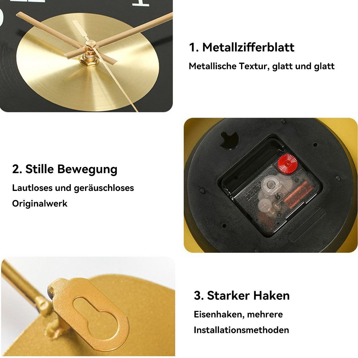 Welikera Wanduhr Leichte Luxus-Wanduhr, 54*41*4 Stumm Wohnzimmer Hotel Wand günstig online kaufen