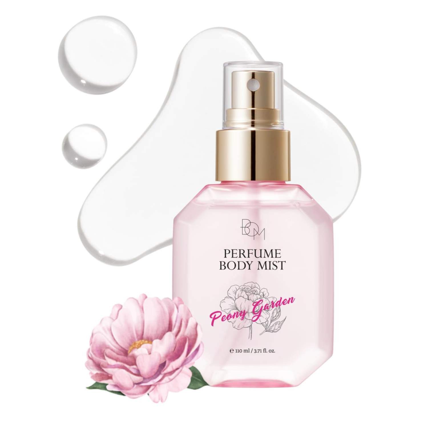 Beauty of Majesty Körperspray Peony Garden Perfume Body Mist 110ml – Pflegendes Körperparfüm mit, Pfingstrosenduft, Hyaluronsäure, Niacinamid & Ceramid NP