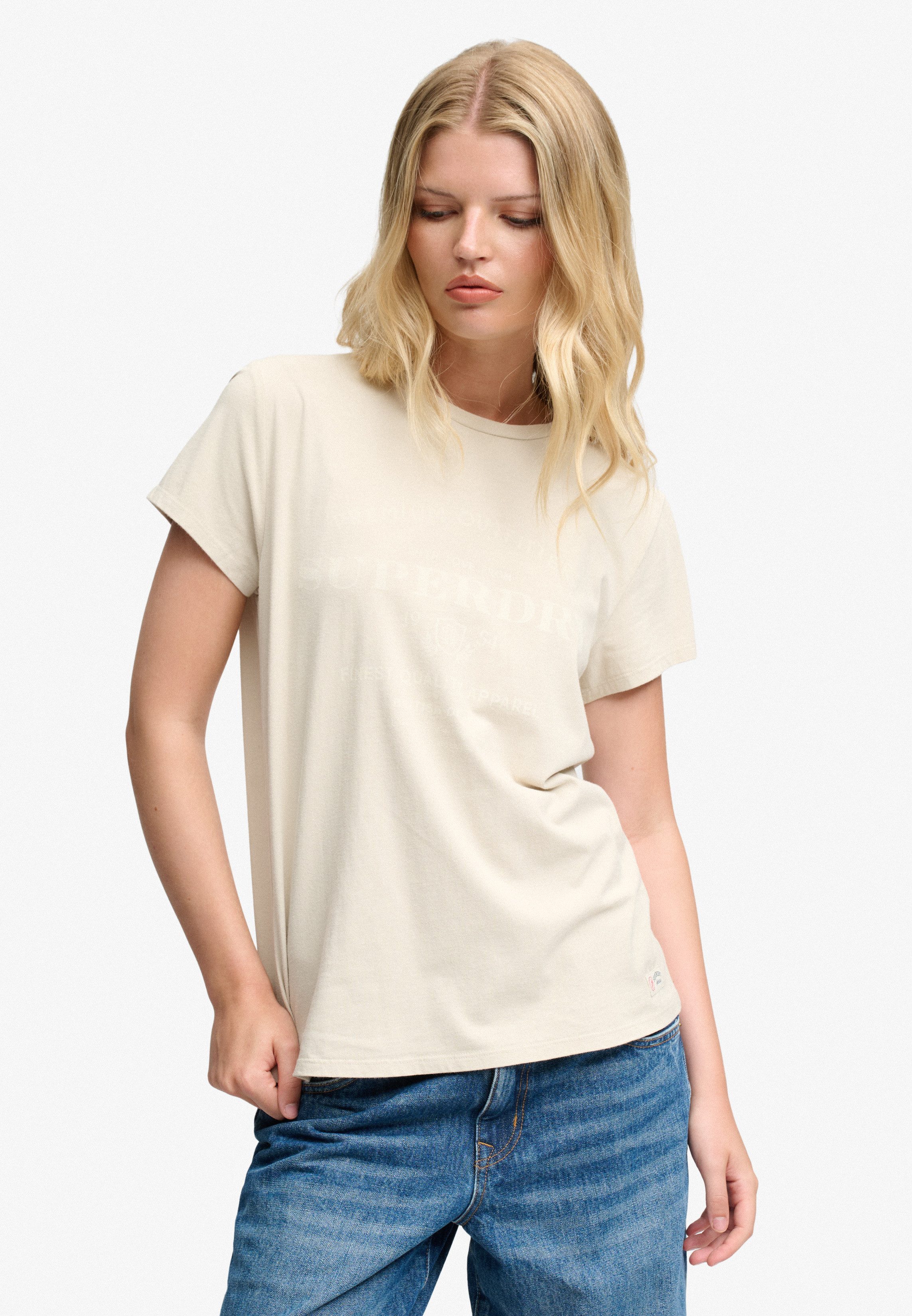 Superdry Print-Shirt LUXE CASUAL CLASSIC TEE Baumwolle, slim fit