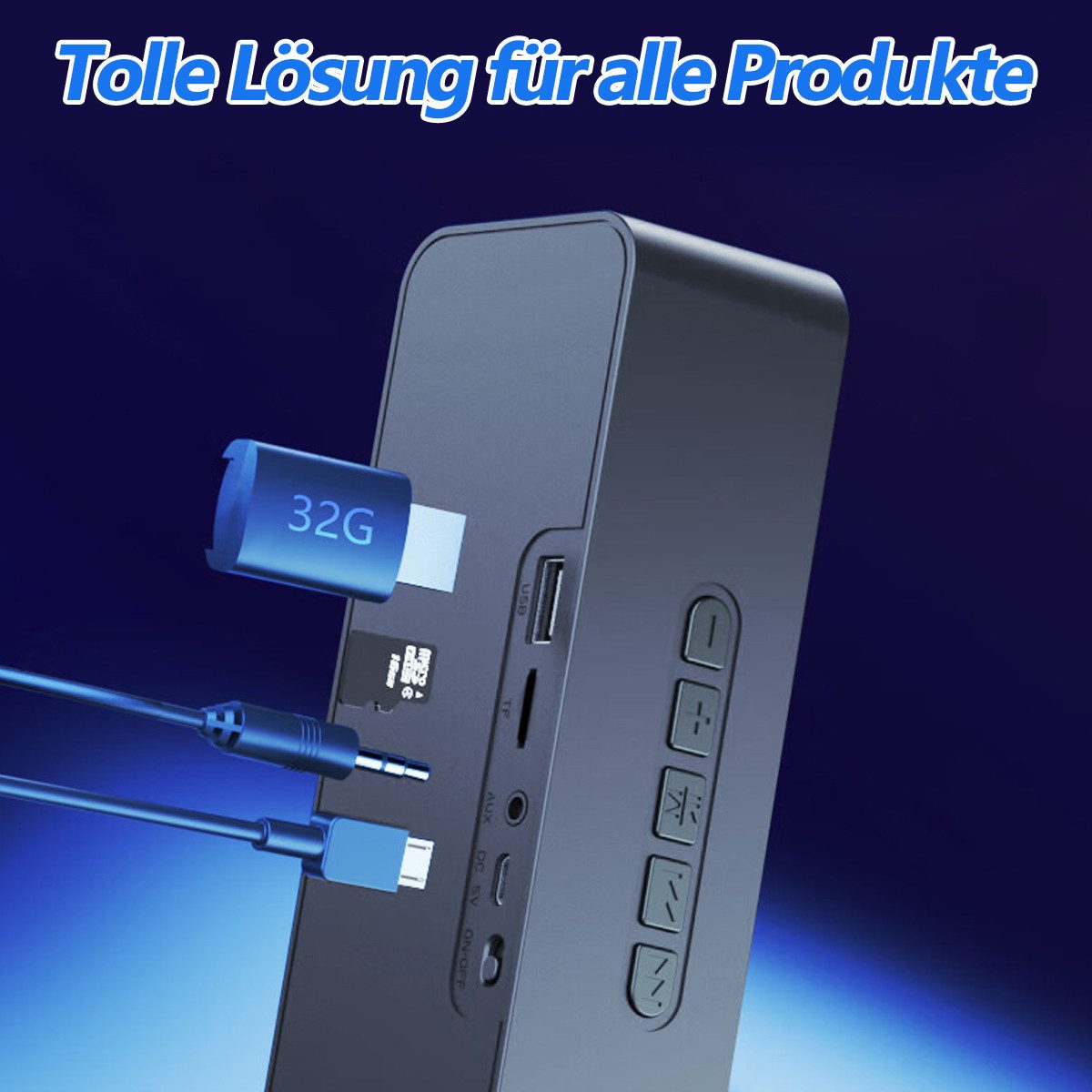 MOPUEA Bluetooth Lautsprecher 3D Surround TWS Tragbarer FM Radio Lautsprecher Bluetooth-Lautsprecher (Bluetooth 5.0 TWS 3D Sound FM Radio LED Licht 1500mAh) – Bild 5 von 5