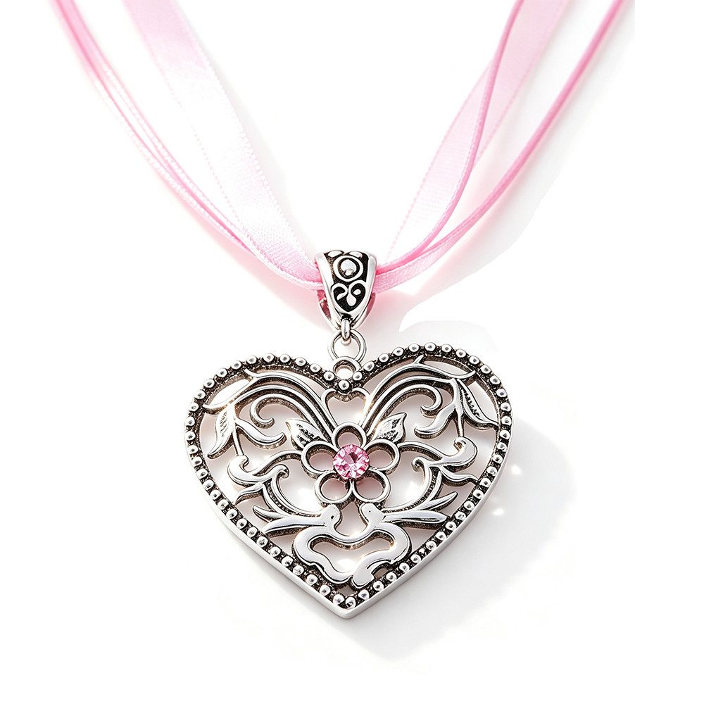 nsihing Schmuckset Trachtenschmuck,bayerischer Dirndl-Schmuck,Bierfest Herz-Halskette (1-tlg), Bayerische Trachtenkette mit Strass-Herzanhänger und für Damen