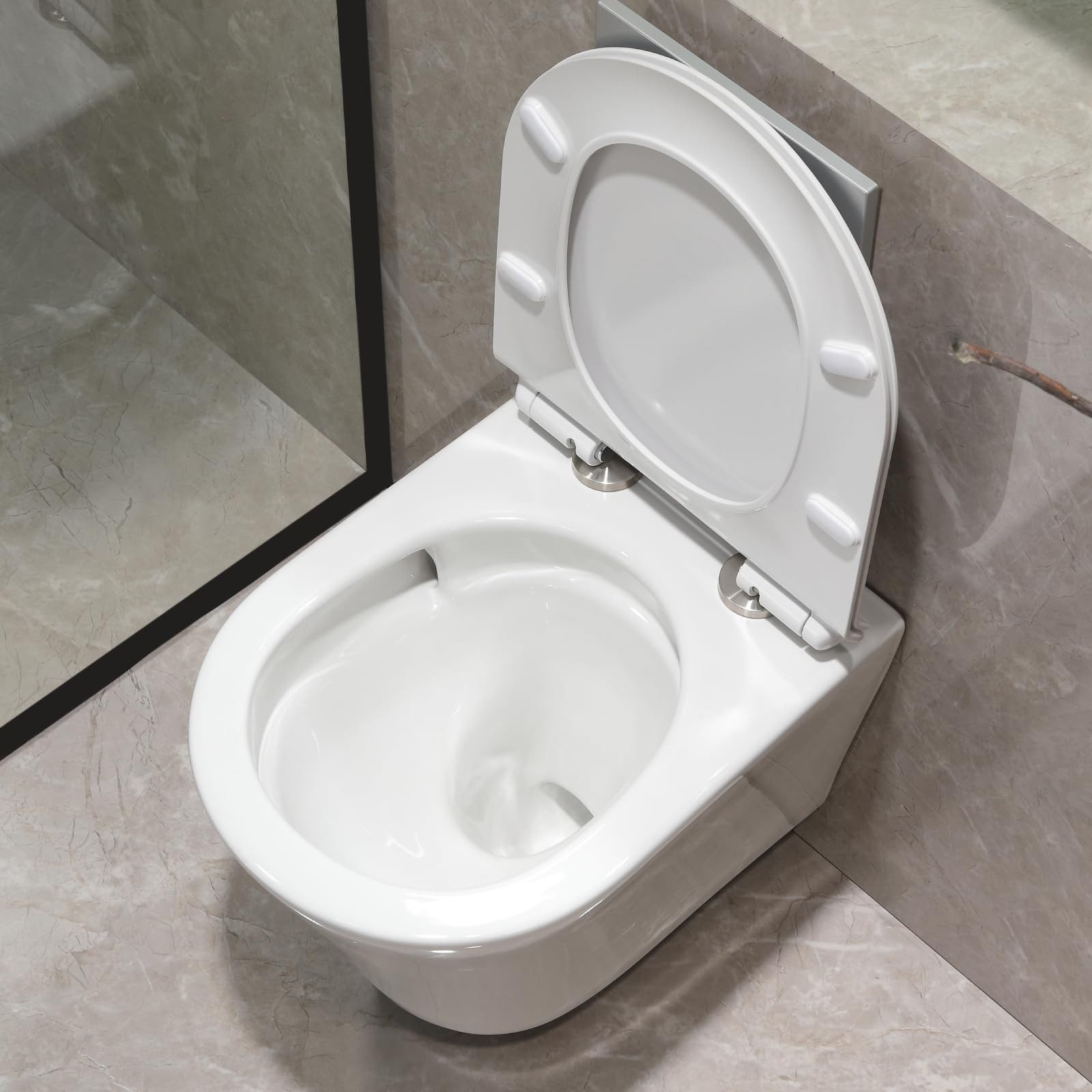 HOROW Bidet Hänge Bidet Komplet Set mit Hänge WC Spülrandlos, wandhängend, WC Sitz mit Absenkautomatik Abgang – Bild 5 von 5