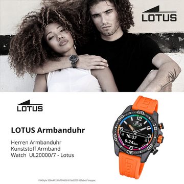 Lotus Multifunktionsuhr Lotus Herrenuhr Kunststoff orange Lotus, (Multifunktionsuhr), Herren Armbanduhr rund, groß (ca. 45mm), Kohlefaser, Sport, Fashion