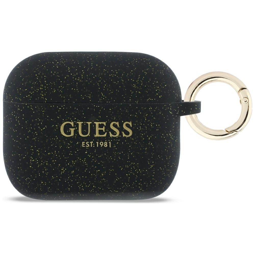 Guess Kopfhörer-Schutzhülle Schutzhülle Aufbewahrungsetui Schlüsselanhänger, Glitzeroptik, Karabinerring, passgenau