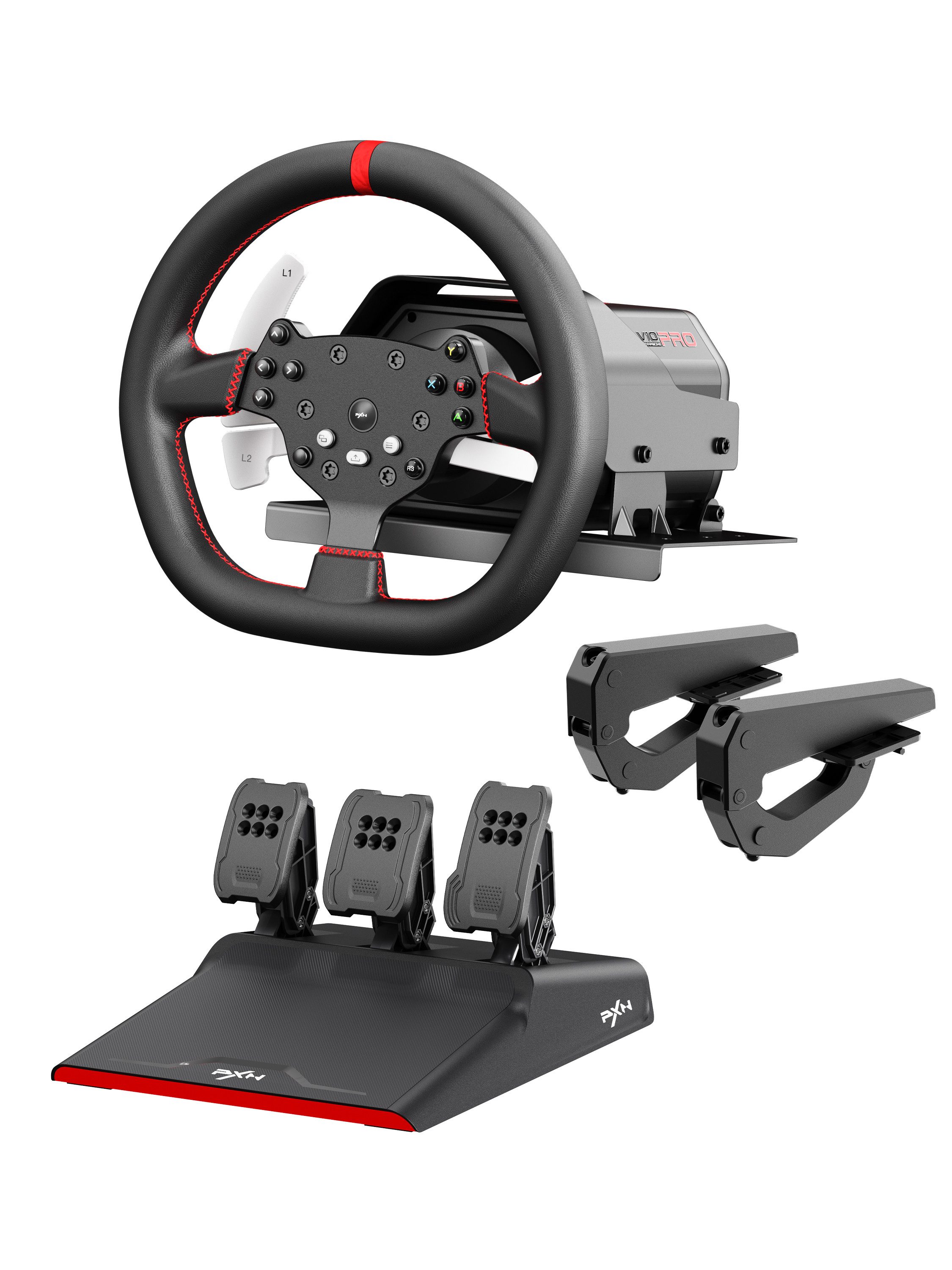 PXN V10 Pro Direct-Drive-Sim-Rennlenkrad, 3,2Nm Servo Force Feedback Gaming-Lenkrad (Hall-Pedale, 4 Schaltwippen, kompatibel mit PC, Xbox, PS4)