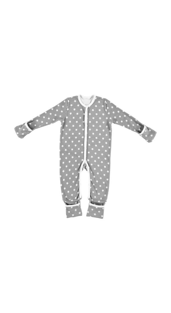 Alvi® Schlafoverall Pyjama mit Klappbündchen Bio-Baumwolle (1-tlg) praktische Druckknöpfe