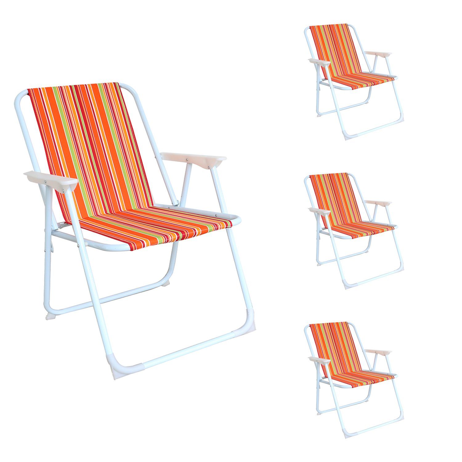 Klappstuhl 4er Campingstuhl Outdoor Klappstuhl Gartenstuhl Tropisch gestreift