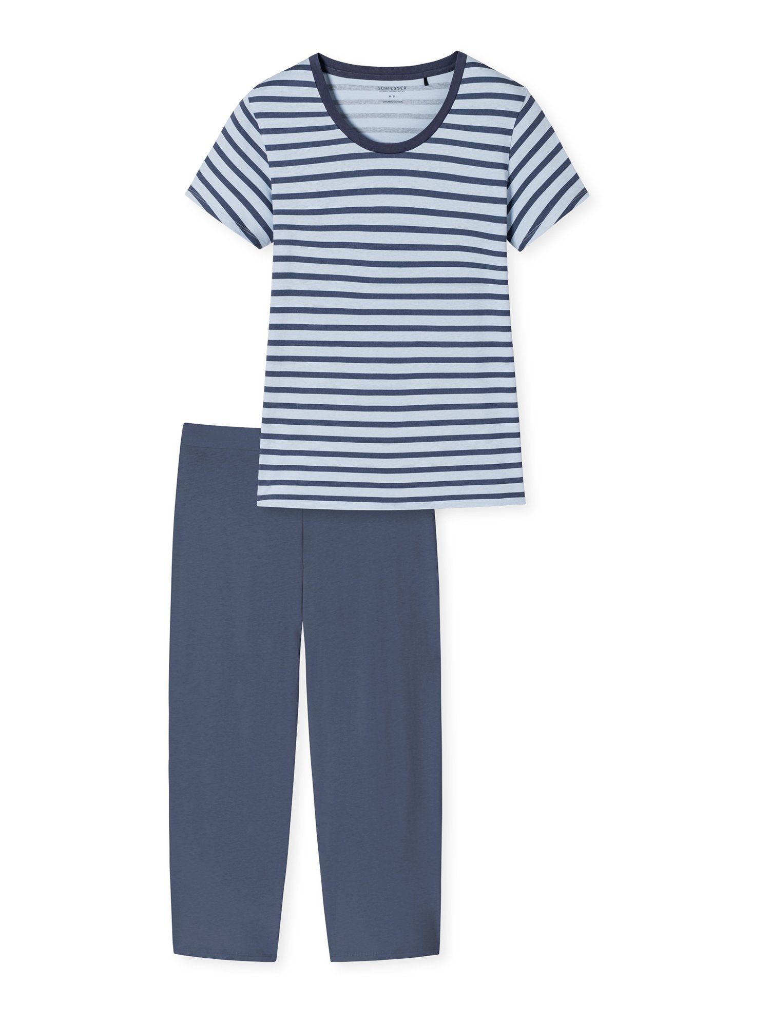 Pyjama blau Essential Schiesser Stripes