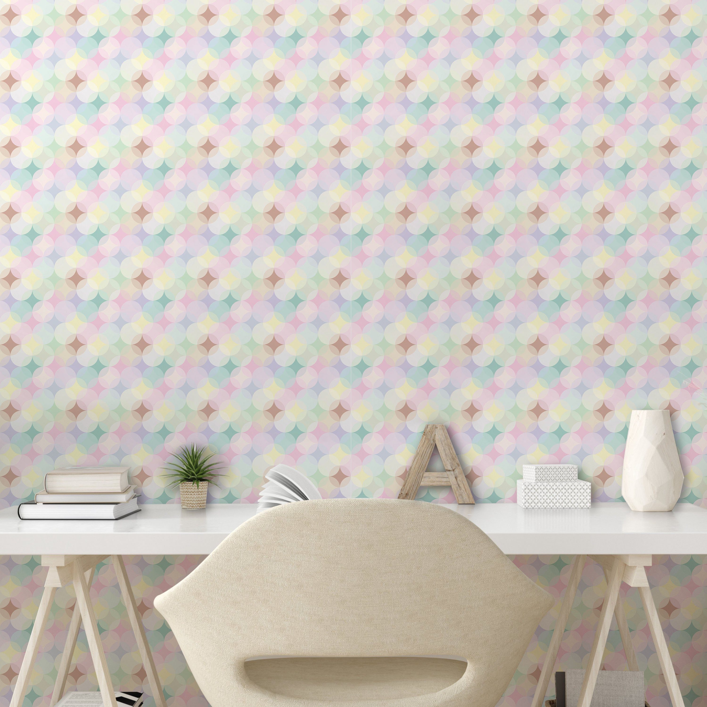 Abakuhaus Vinyltapete selbstklebendes Wohnzimmer Küchenakzent, Kreisformen Modern