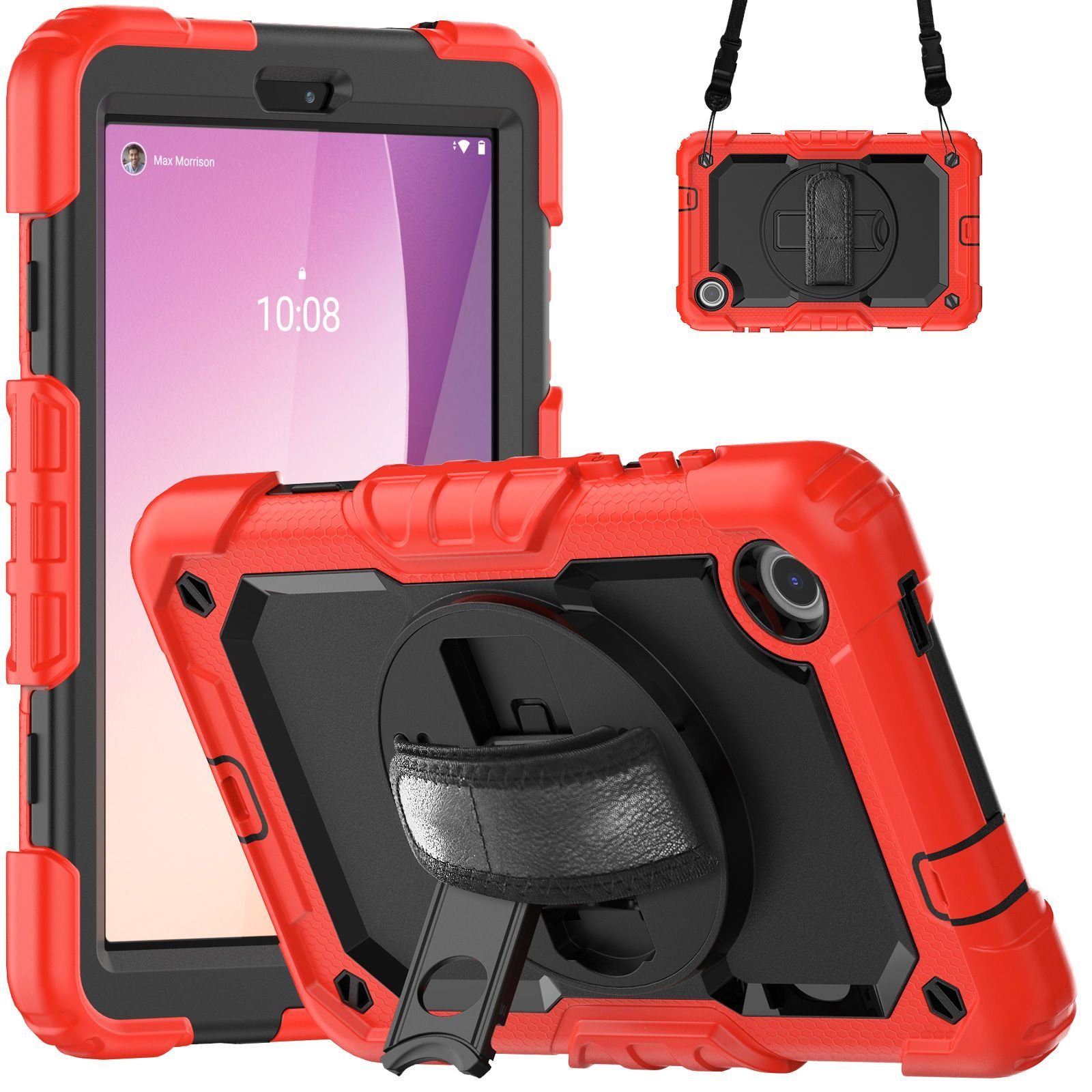 Lobwerk Tablet-Hülle 4in1 Hülle für Lenovo Tab M8 (4th Gen) TB-300FU 2023 8 Zoll, Sturzdämpfung, Aufstellfunktion, Outdoor