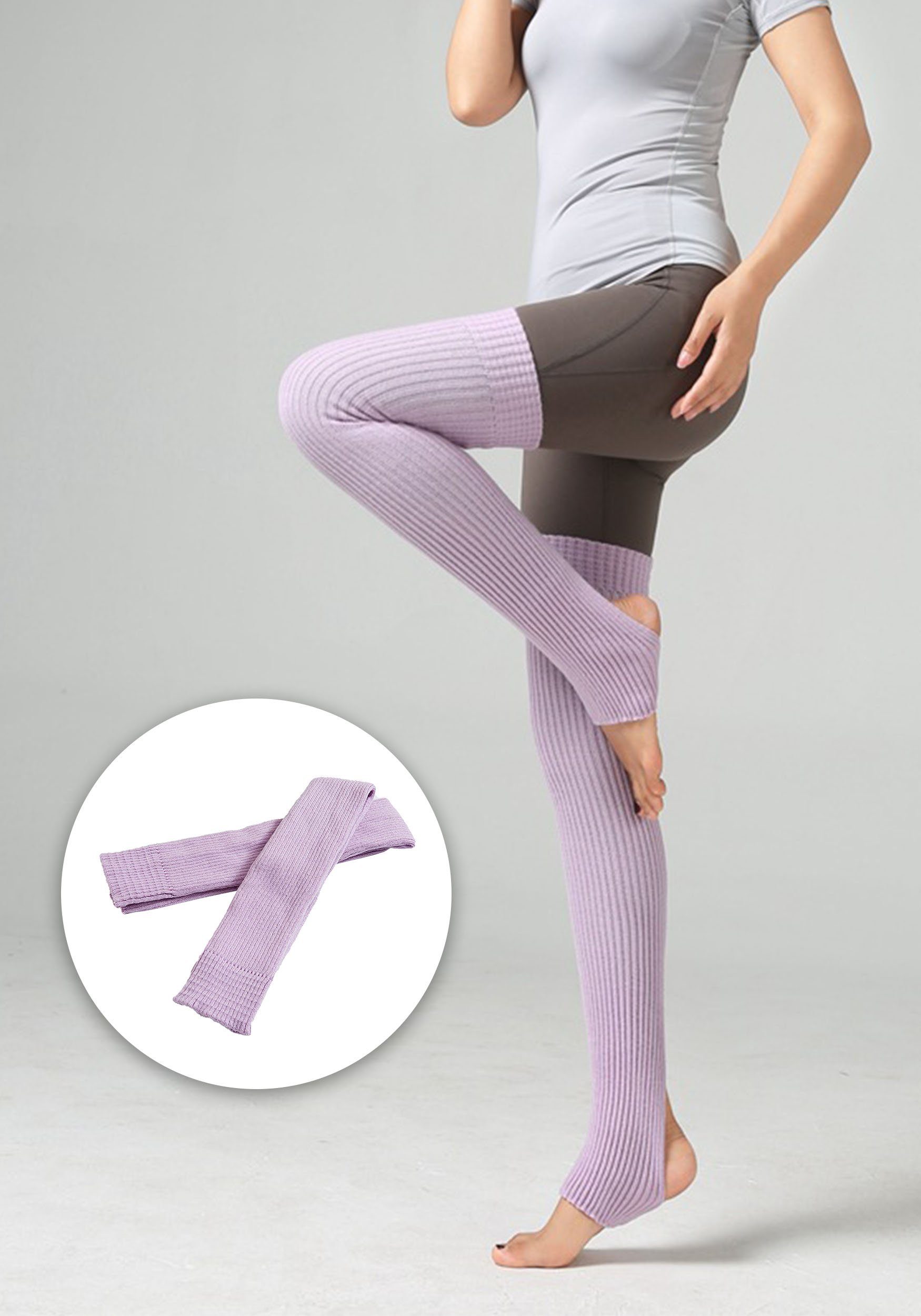 MAGICSHE Kniestrümpfe Lange Stretch-Stricksocken Ballett, Beinstulpen über Knie für Damen (1-Paar) Hell Lila