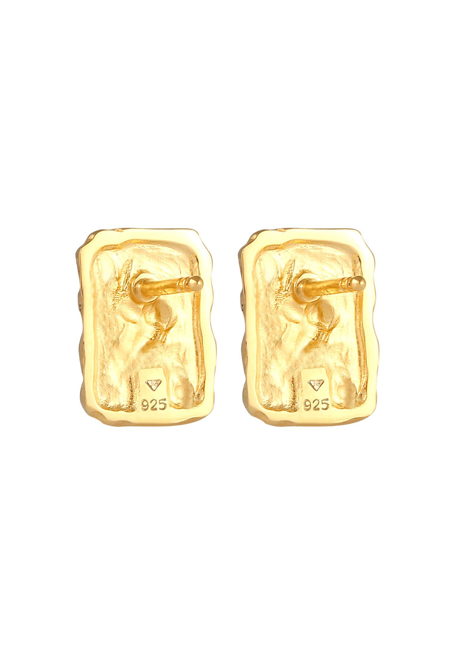 Elli Paar Ohrstecker Ohrstecker Plättchen Silber, Sterling 925 Rechteck Vintage Gold
