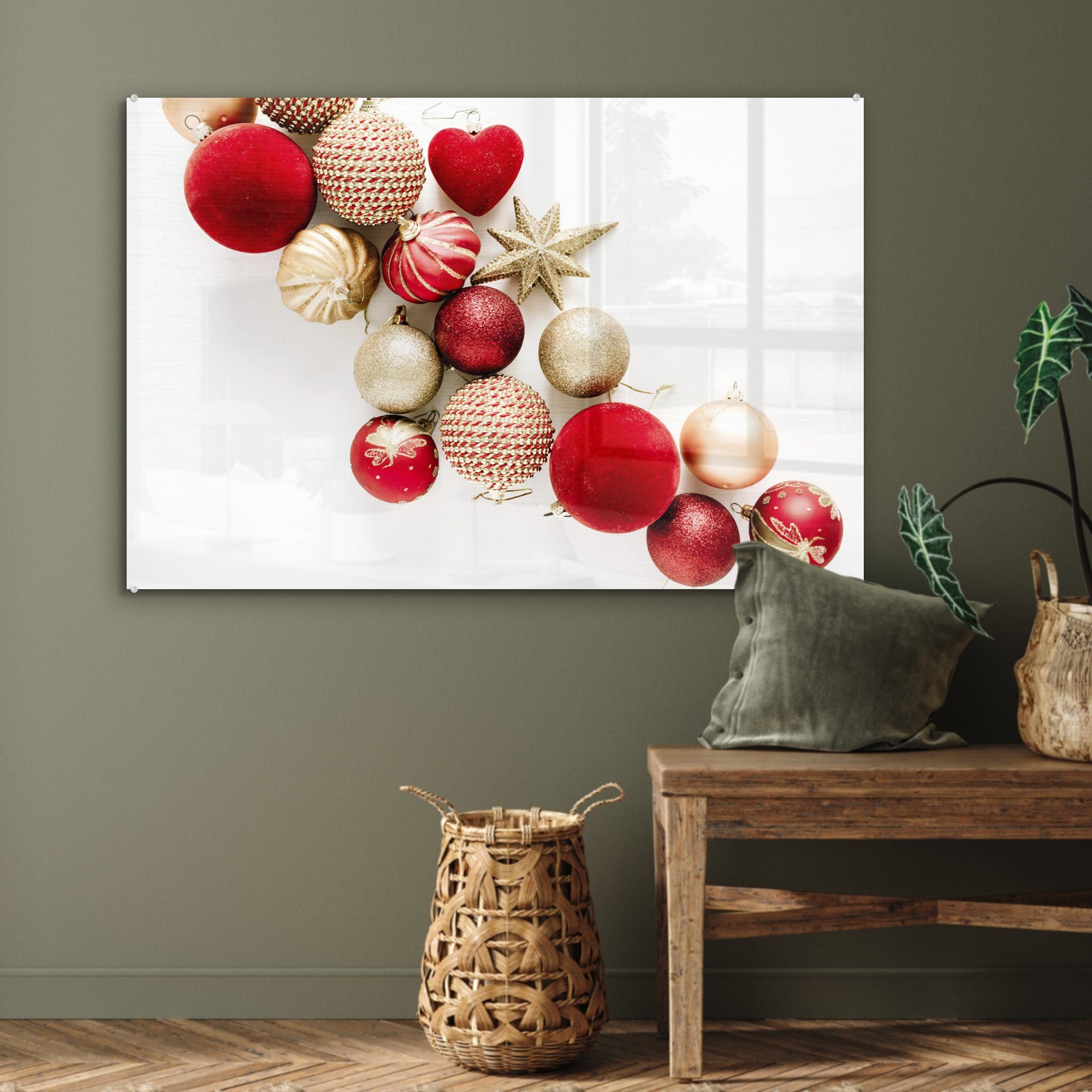 MuchoWow Acrylglasbild Winter - Weihnachten & St), Acrylglasbilder Wohnzimmer Schlafzimmer (1 - Christbaumkugeln