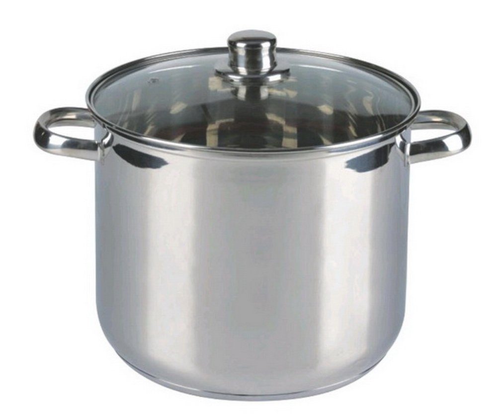 Jürgen Westerholt GmbH Kochtopf Edelstahl Großraumtopf - Suppentopf mit Glasdeckel, Edelstahl, spülmaschinengeeignet