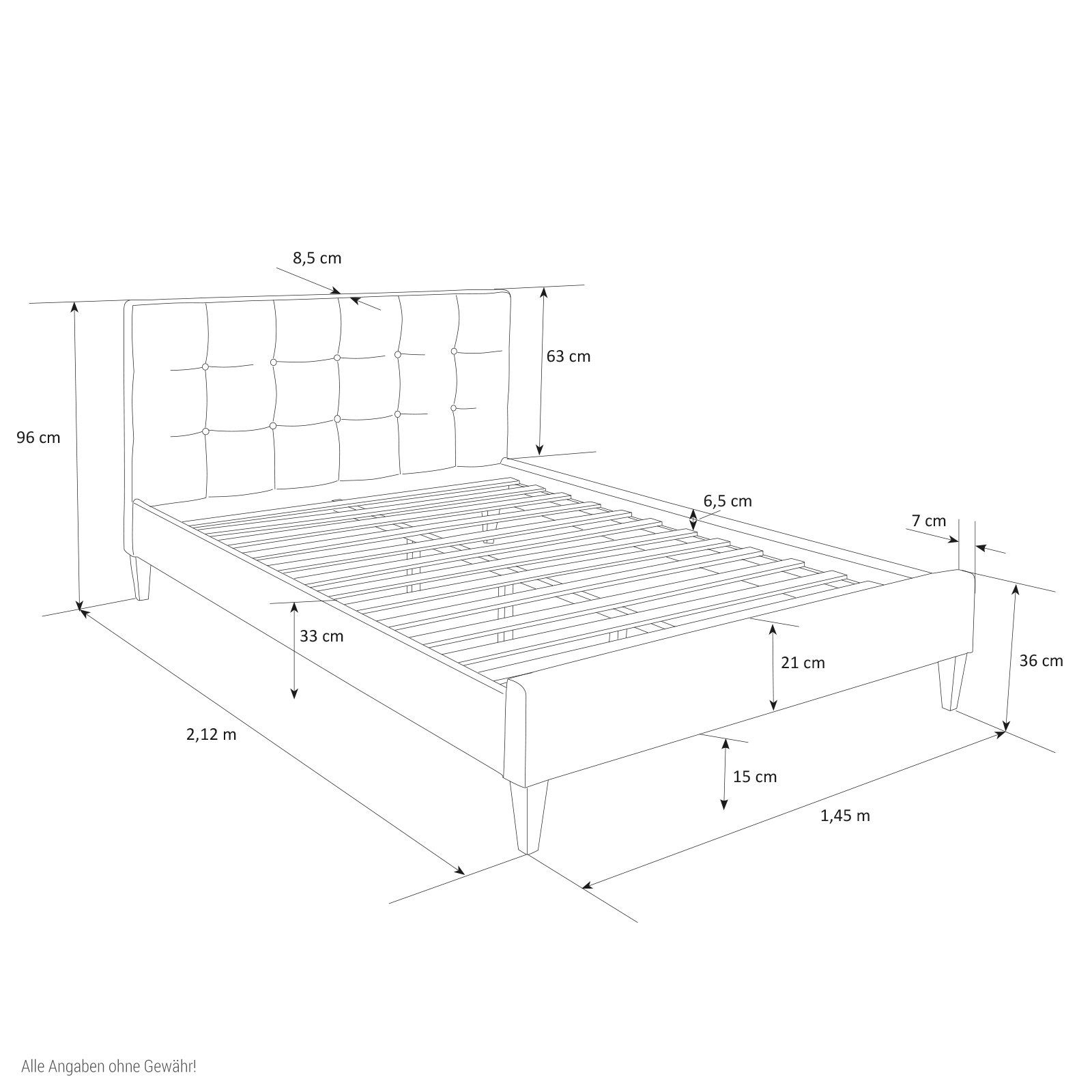 Homestyle4u Polsterbett 140/160/180 x 200 cm günstig online kaufen