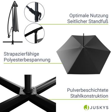 Juskys Ampelschirm Brazil, Sonnenschirm 285 cm Durchmesser, Kurbel & Standfuß