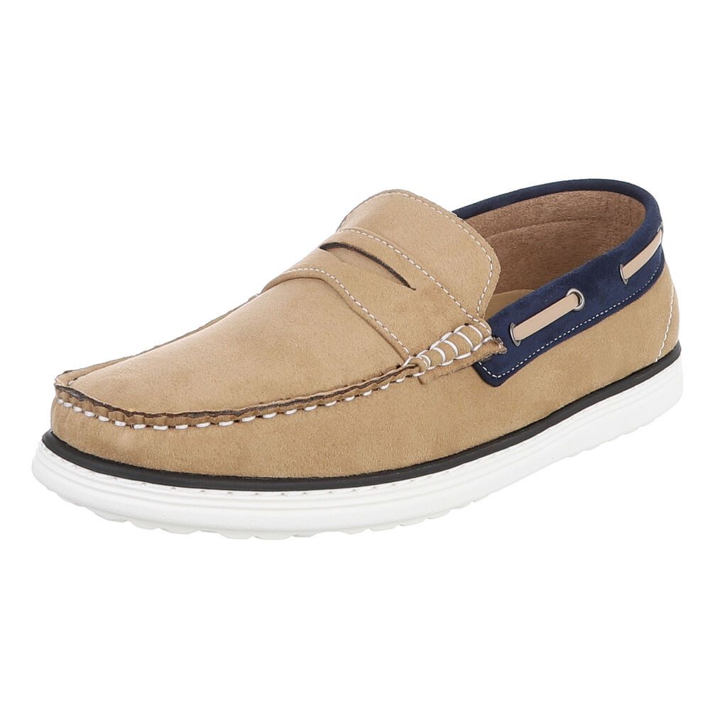 Coolwalk Herren Mokassin Slip-on Freizeitschuh in Velours-Optik Slipper (91977398) Flach Slipper in Beige