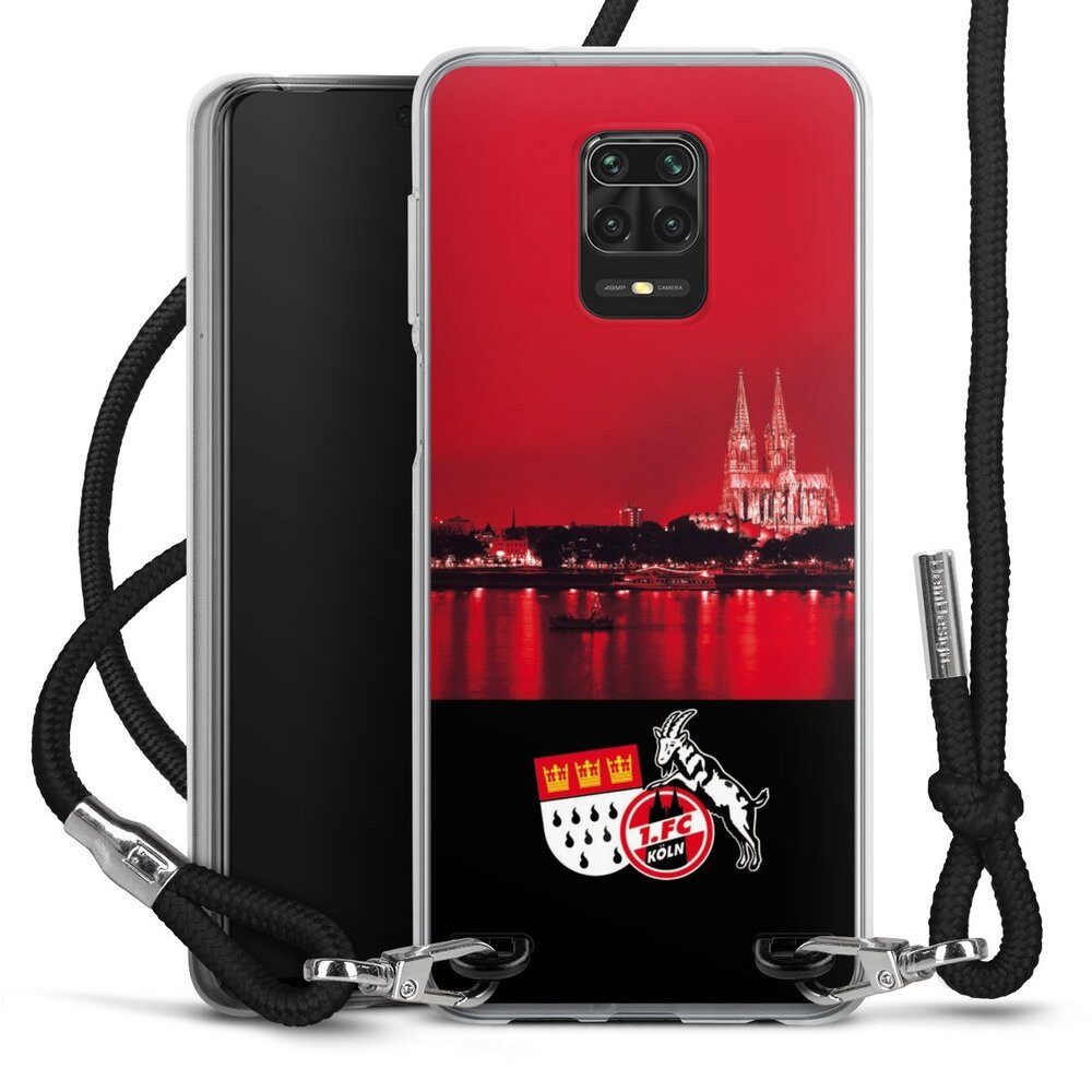 DeinDesign Handyhülle Skyline 1. FC Köln Offizielles Lizenzprodukt Skyline Köln Rot, Xiaomi Redmi Note 9s Handykette Hülle mit Band Case zum Umhängen