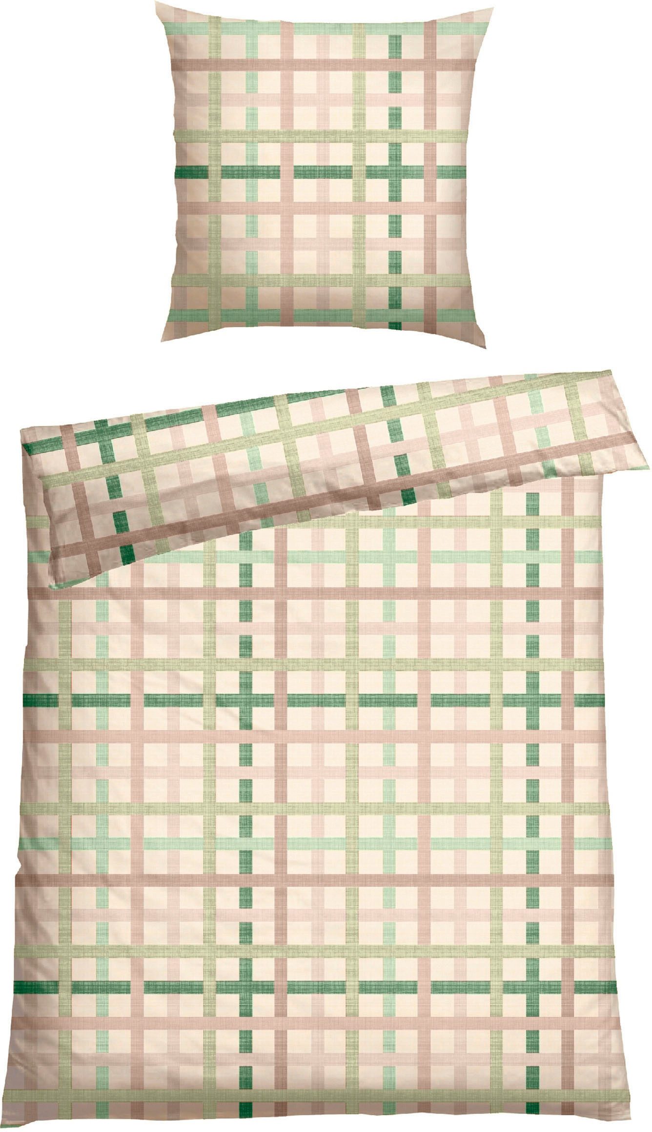 Schiesser Bettwäsche Luiza aus weicher Baumwolle mit hübschem Karomuster, Renforcé, 2 teilig, MADE IN GREEN by OEKO-TEX®