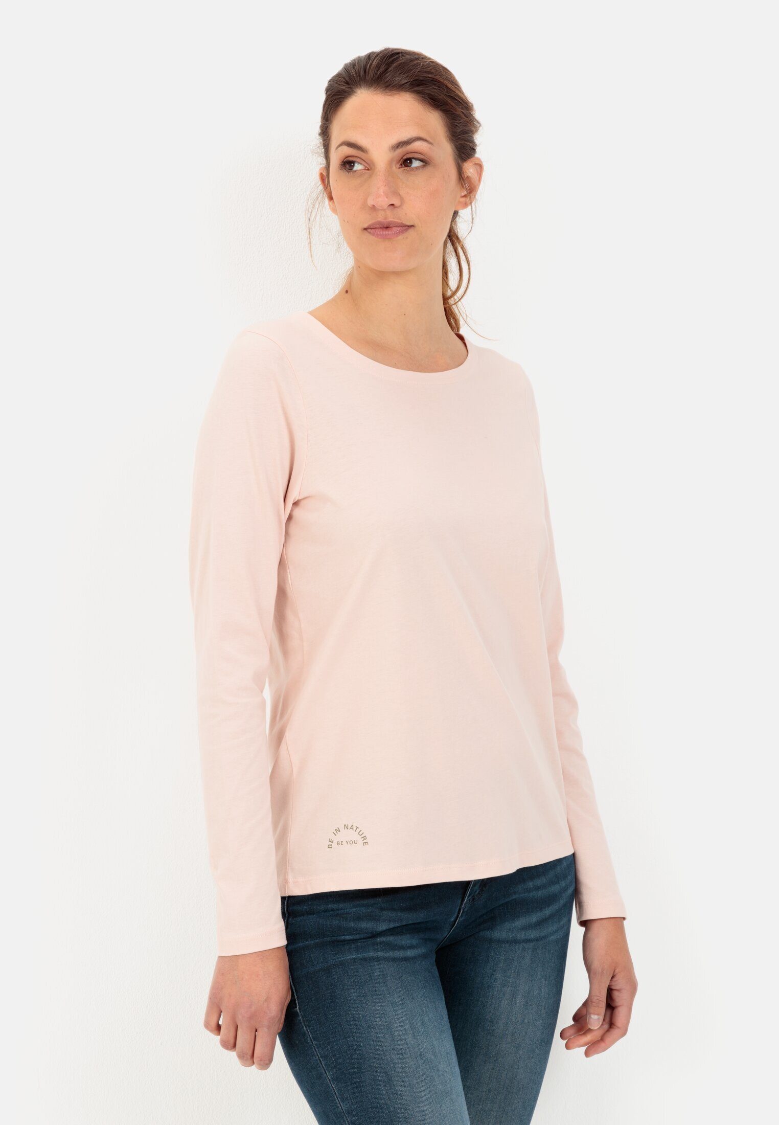 Cotton aus Langarmshirt active Rose Shirts_T-Shirt Organic camel