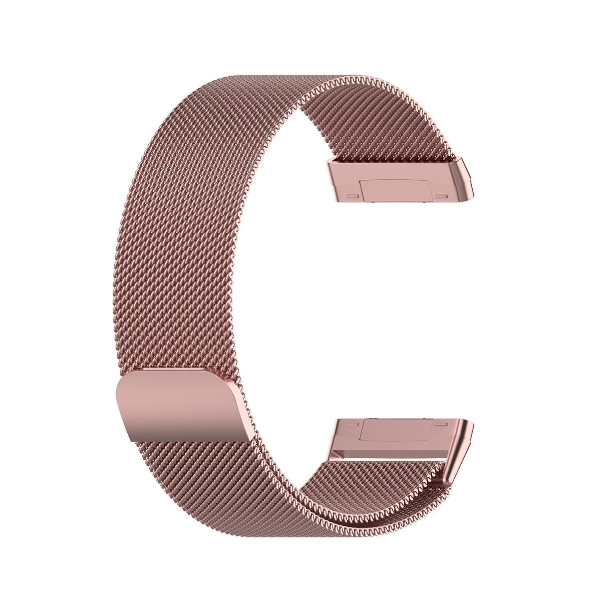 Wigento Smartwatch-Armband Für Fitbit Versa 4 + 3 / Sense 1+ 2 Magnet Metall Watch Uhr Ersatz Armband Pink