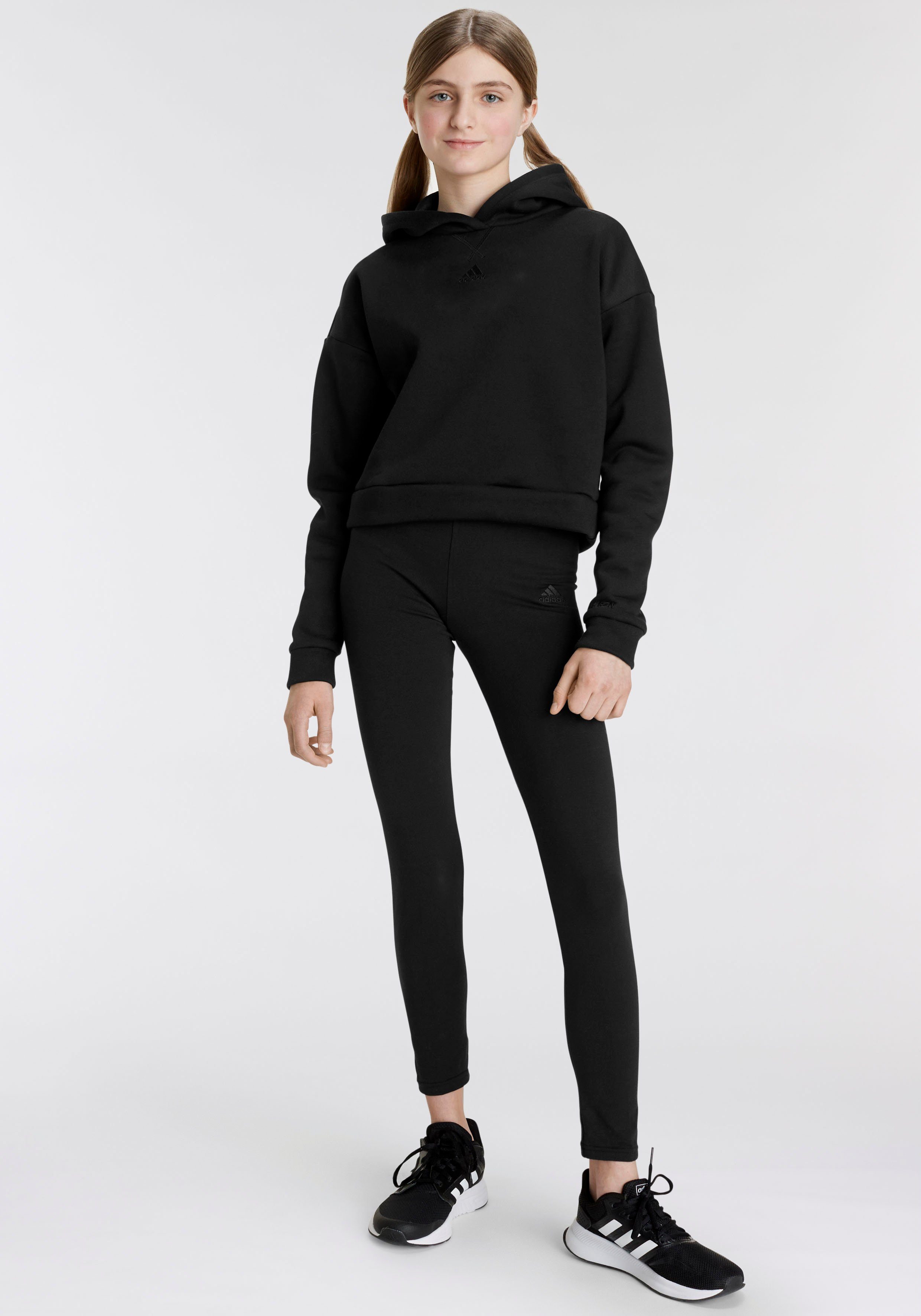 (2-tlg) Trainingsanzug adidas Black HOODED Sportswear FLEECE