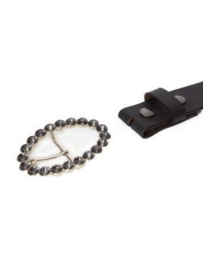BA98-Cologne Ledergürtel mit austauschbarer Schließe mit schwarzen Steinen