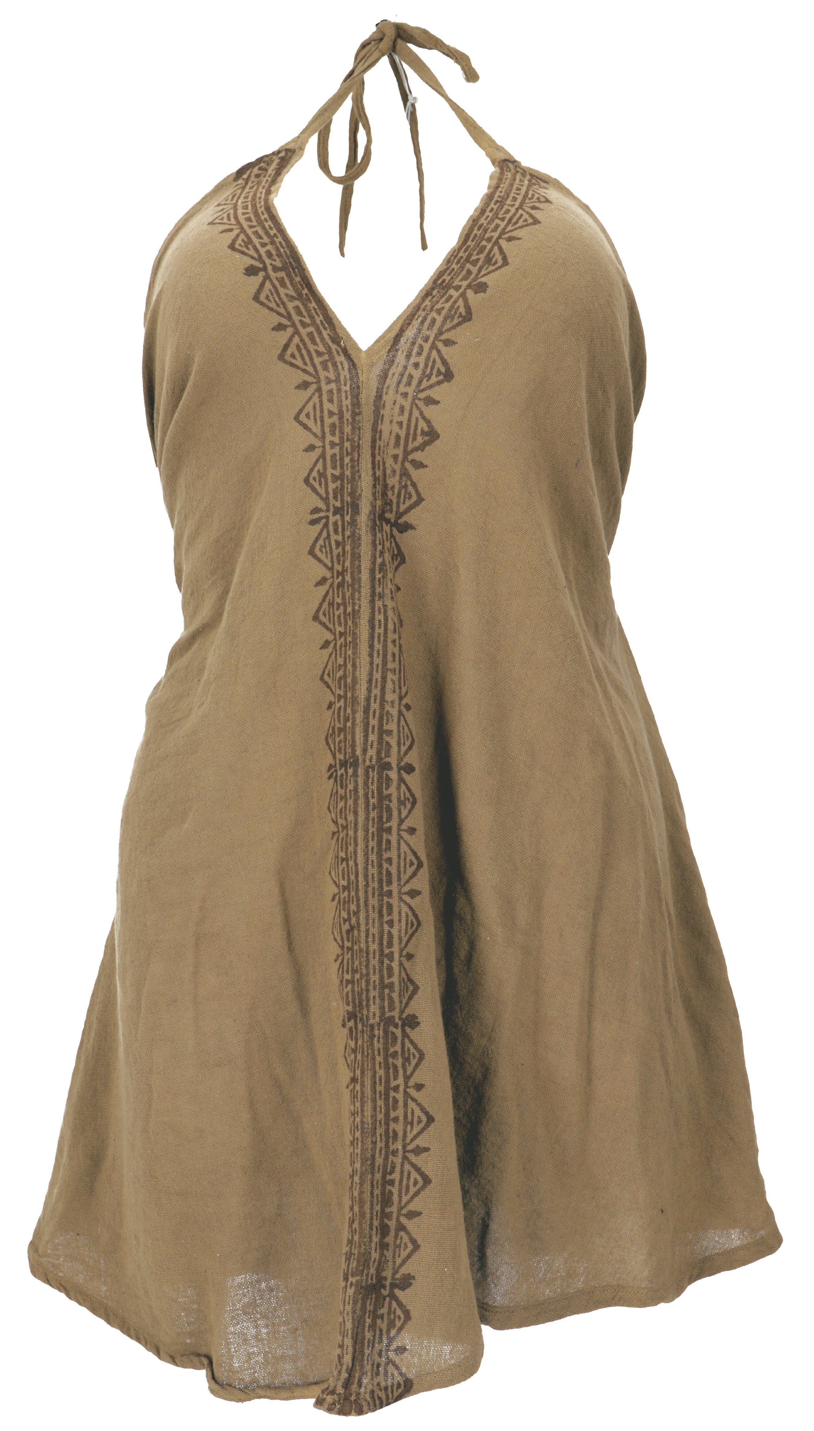 Guru-Shop Midikleid Boho Minikleid, Neckholder Kleid, Longtop -.. alternative Bekleidung massala