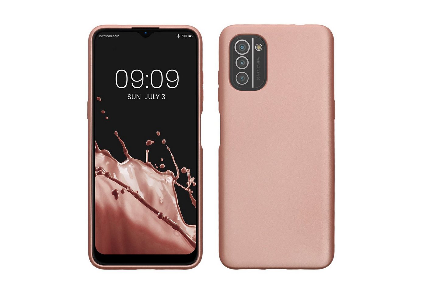 kwmobile Handyhülle Handyhülle für Nokia G21 / G11 Hülle, Silikon Case metallisch schimmernd - Schutzhülle Cover