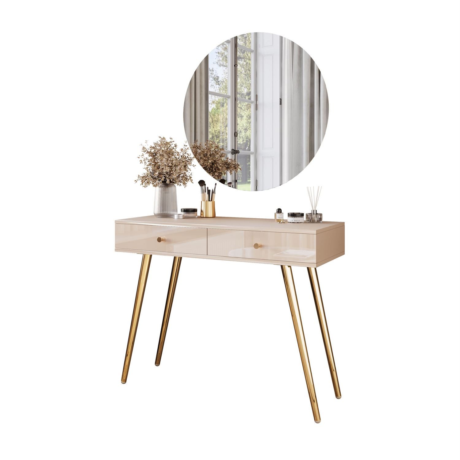 Lookway Schminktisch SIENNA GLAMOUR KASCHMIR mit LED-Spiegel (1x Konsole 1x Spiegel), Breite: 100 cm