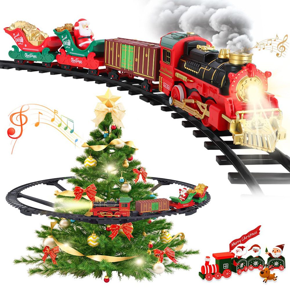 nsihing Spielzeug-Eisenbahn Weihnachtszug für Kinder mit Rauch, Licht und Sound (Ein/Aus), (50-tlg), zur Montage im Baum - Fährt im Baum! von 3 bis 8 Jahren