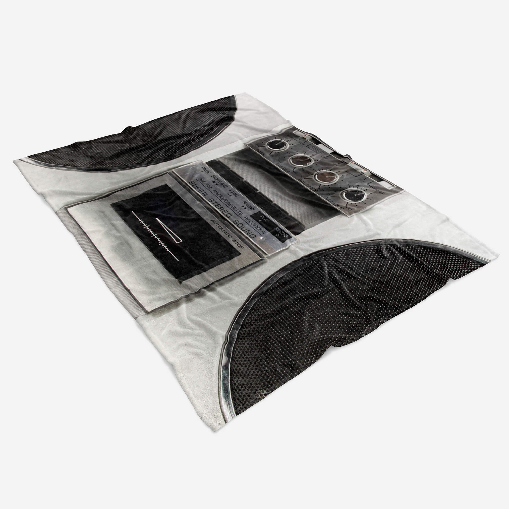 Sinus Art Handtücher Handtuch Kassettenrec, Fotomotiv Strandhandtuch (1-St), alter Handtuch mit Baumwolle-Polyester-Mix Saunatuch Kuscheldecke