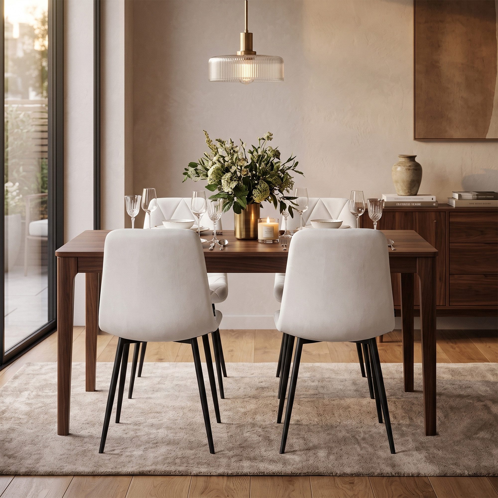 B&D home 4-Fußstuhl VICKA (Set, 4 St), Polsterstuhl aus Samt für Esszimmer und Küche – Bild 4 von 5