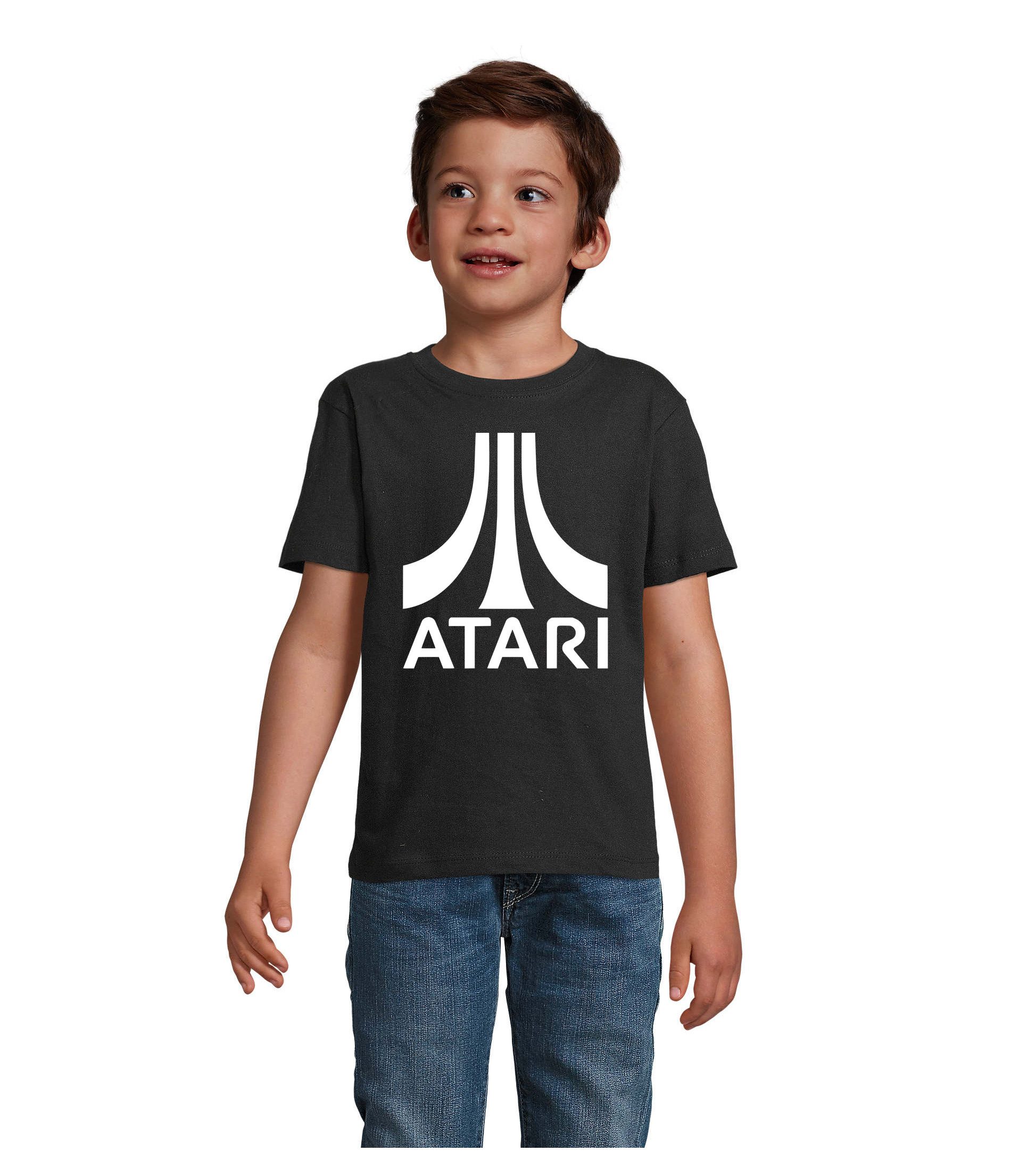 Blondie & Brownie T-Shirt Atari Retro Gaming Kinder T-Shirt Baumwolle Freizeit Kult Look (Einzelstück, Einzelartikel) Kinder T Shirt Atari Retro Gaming Baumwolle Kurzarm bequem