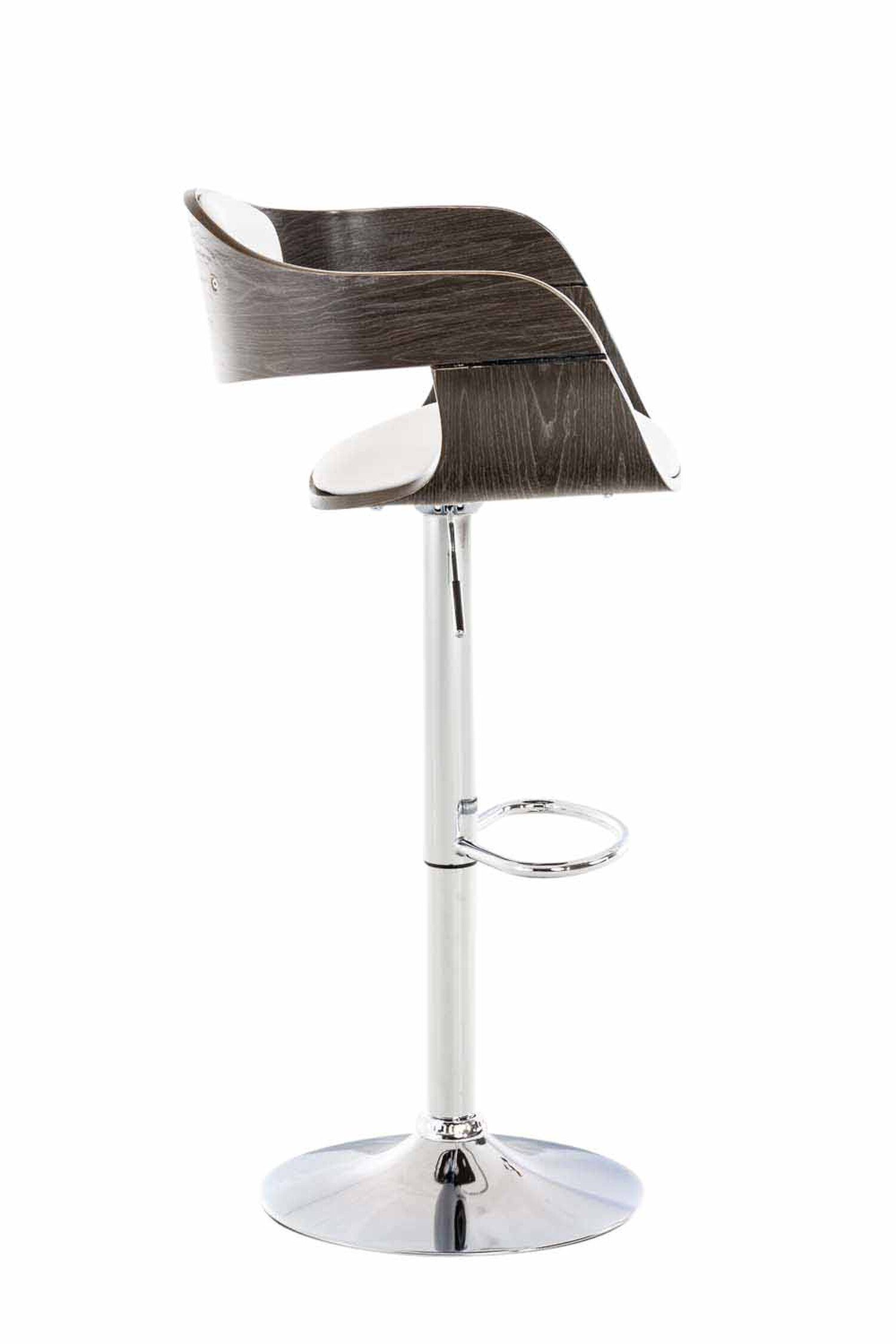 Metall Sitz: drehbar Hocker & Küche), (mit Kunstleder Chromoptik 360° Rückenlehne Weiß/Grau Barhocker - Fußstütze für mit Theke Kingsley - - TPFLiving und