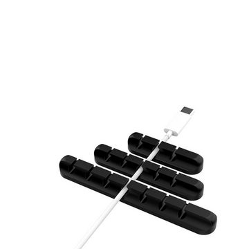 Juoungle Kabelführung Kabelhalter, 3 Stück Silikon Kabel-Clip, USB Ladekabel, Schwarz