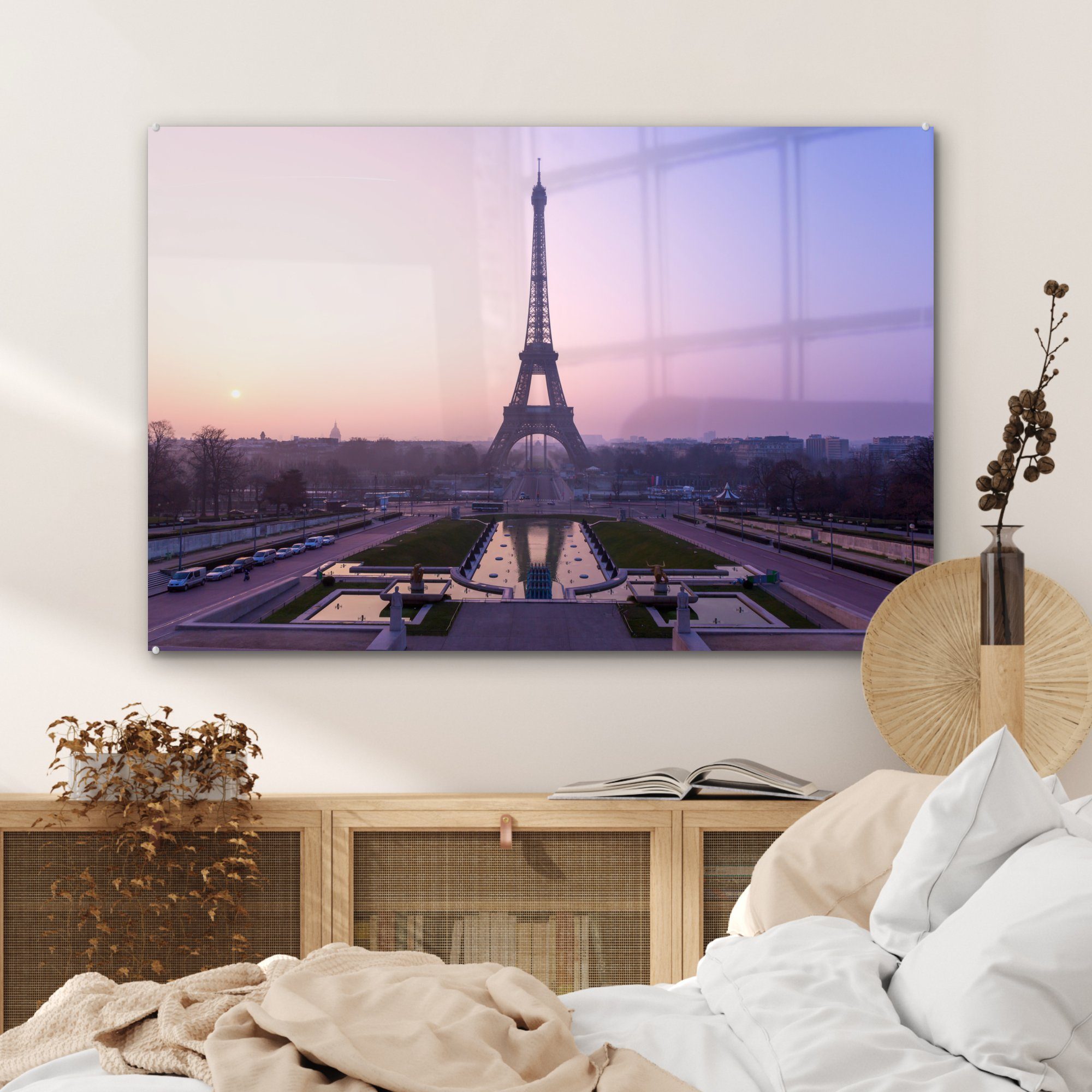 Himmel Paris, Acrylglasbild in über Wohnzimmer (1 MuchoWow Lila St), Eiffelturm dem Schlafzimmer & Acrylglasbilder