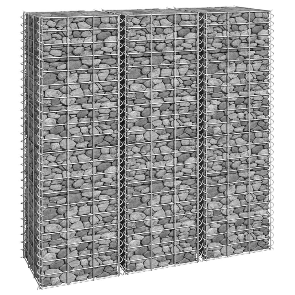 vidaXL Hochbeet Gabionen-Hochbeete 3 Stk 30x30x100 cm Eisen