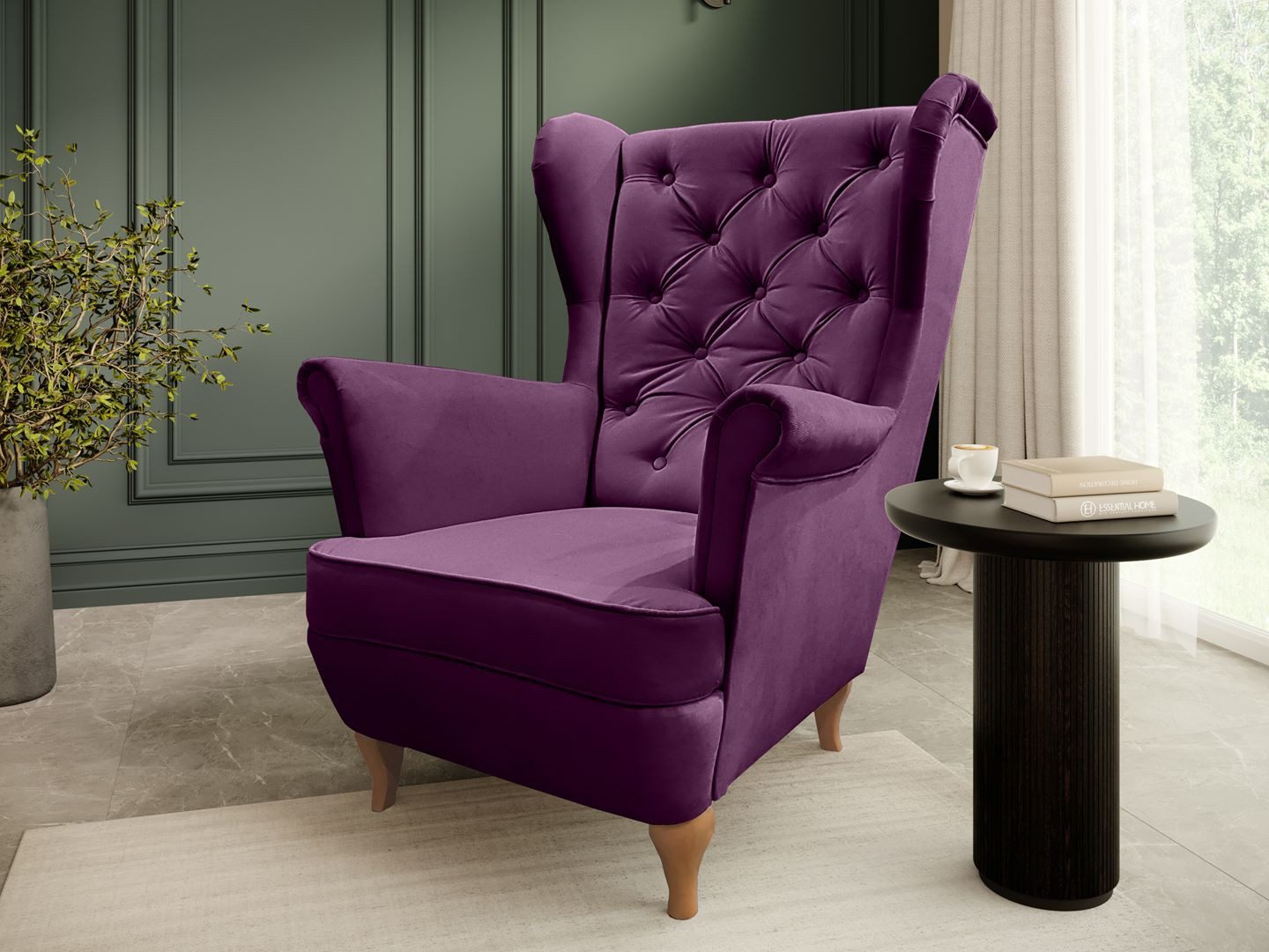 Beautysofa Ohrensessel Sessel FALCO Chesterfield Wohnzimmersessel günstig online kaufen