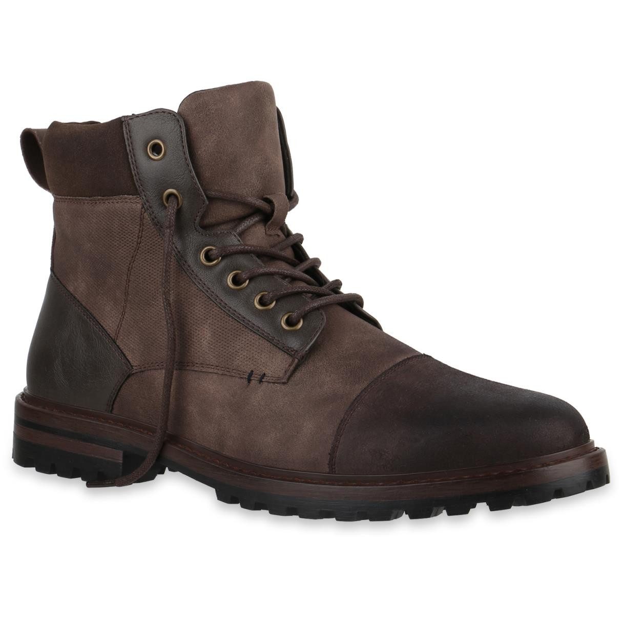 VAN HILL 841882 Bootsschuh Herren Warm Gefütterte Worker Boots Bequeme Profil-Sohle