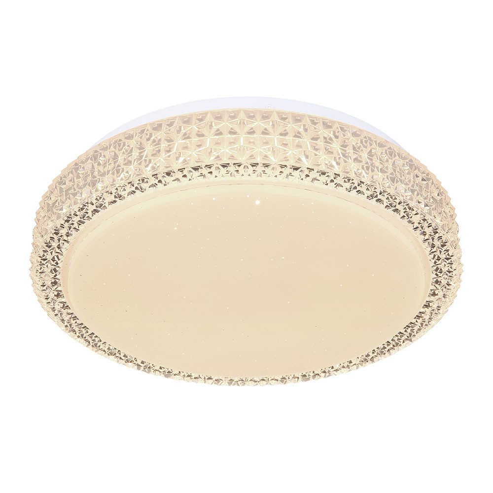 GLOBO LIGHTING LED Deckenleuchte, LED-Leuchtmittel fest verbaut, Kaltweiß, Warmweiß, Neutralweiß, Tageslichtweiß, Farbwechsel, LED Deckenleuchte Sterneneffekt Kristalle Tageslichtlampe CCT rund