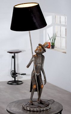 GILDE Tischleuchte GILDE Lampe Steampunk Monkey - silber - H. 90cm x B. 38cm